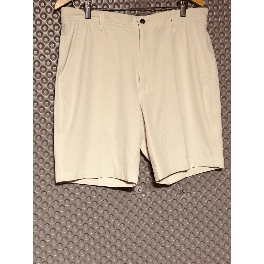 FootJoy Mens Performance Golf Shorts Stone W34 9" Flat Front FJ Logo EUC